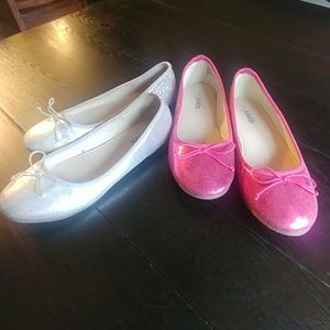 2 pairs girls glitter shoes
